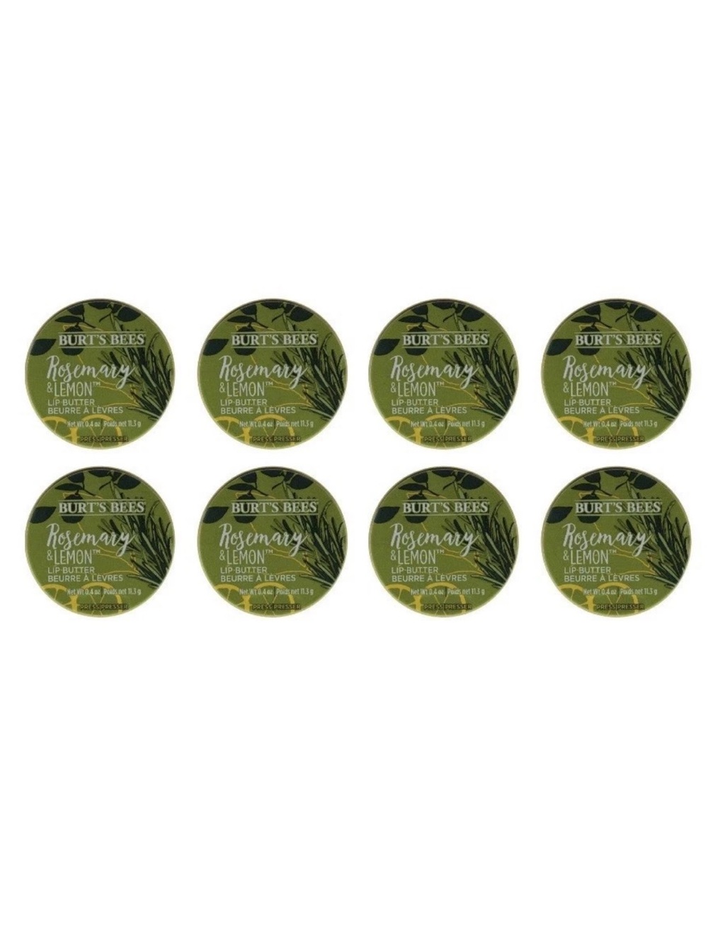 (8) Burt's Bees Rosemary & Lemon Lip Butter Tin 0.4 oz, Sealed